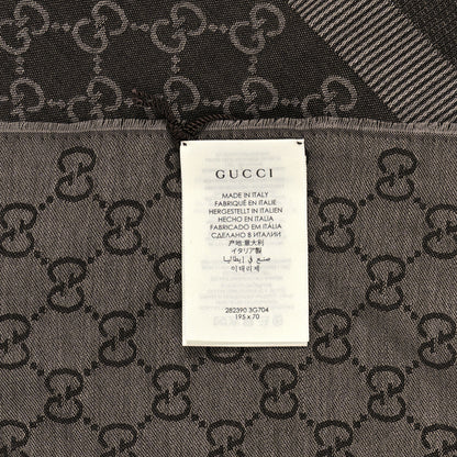 Gucci Wool Silk GG Monogram GGWeblong Fringe Scarf Shawl Rope Dark Brown 4 of 4