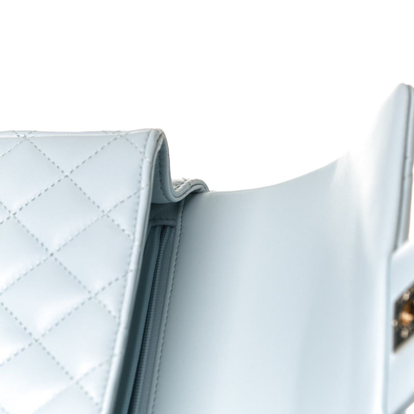 Lambskin Quilted Mini Top Handle Rectangular Flap Light Blue