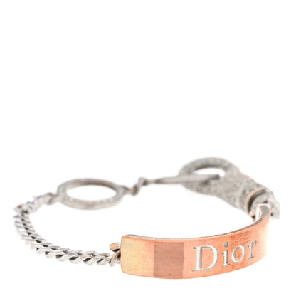 Christian Dior Crystal Logo ID Chain Bracelet Silver 1 of 4