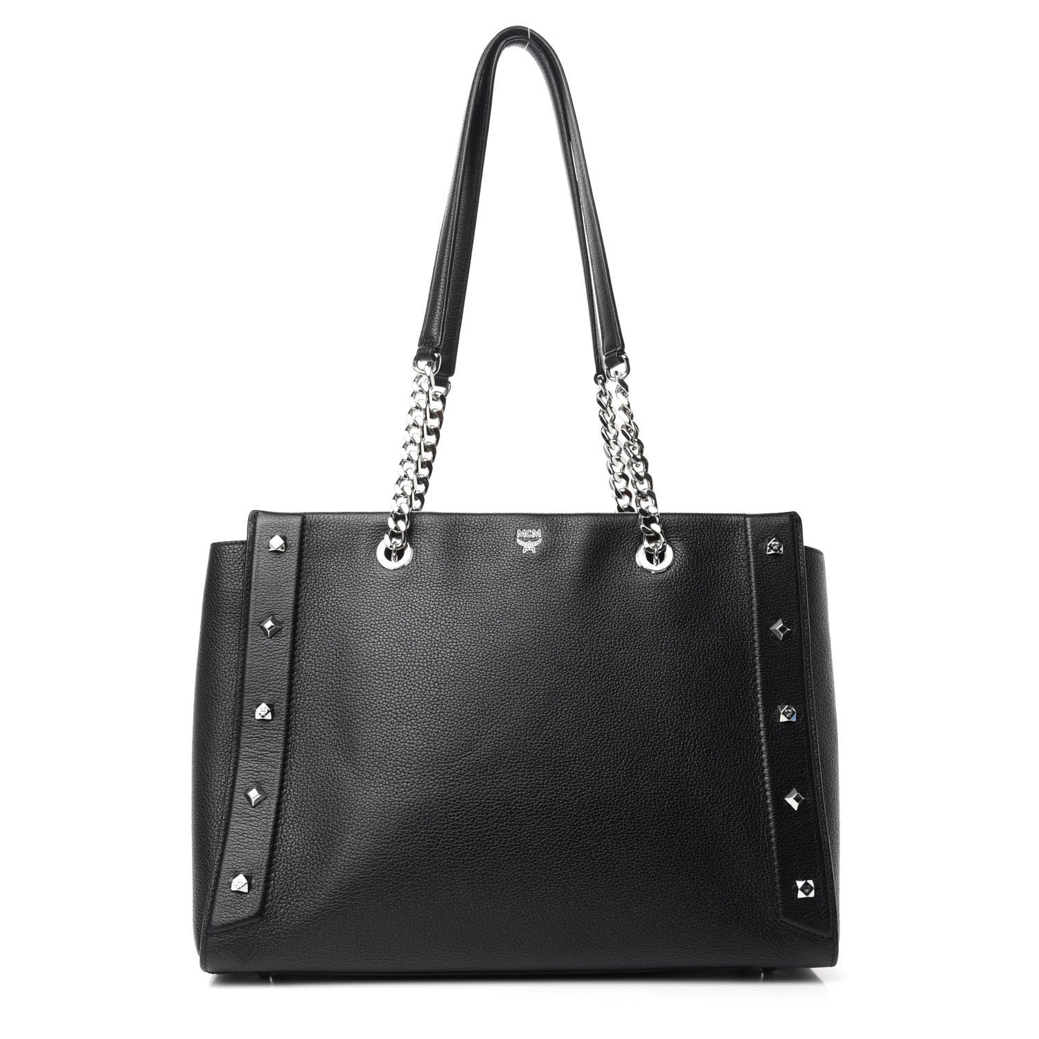 MCM Grained Calfskin Large Catherine Studs Tote Black 1 of 13