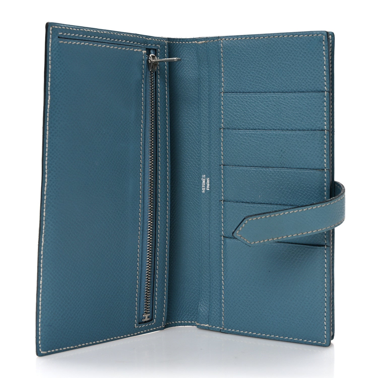 Hermes Epsom Bearn Gusset Wallet Blue Jean 4 of 5