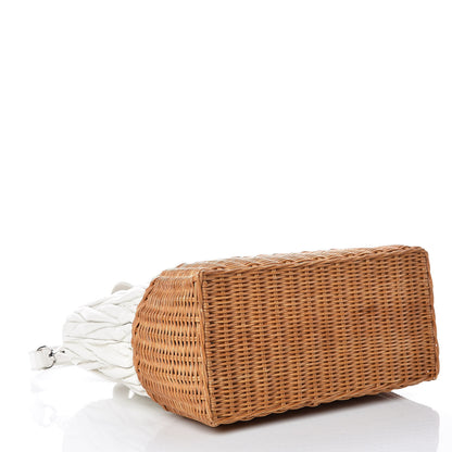 Miu Miu Nappa Matelasse Wicker Basket Bag White Miele 4 of 10