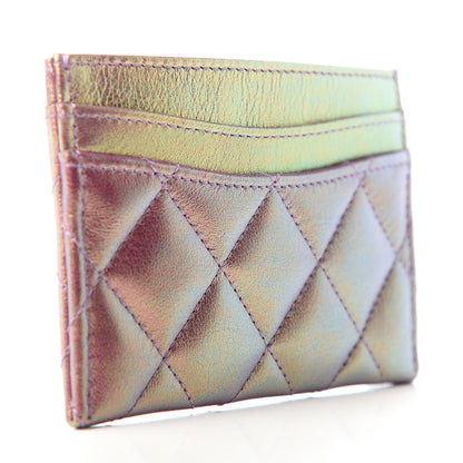 Chanel Iridescent Lambskin Quilted Card Holder Purple 3 of 9