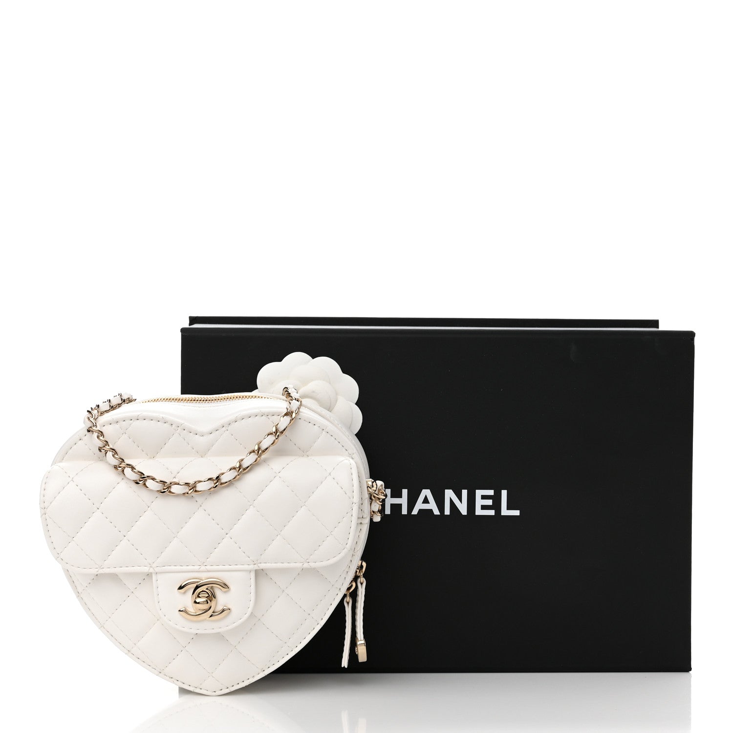 Chanel Lambskin Quilted CC In Love Heart Bag White 10 of 10