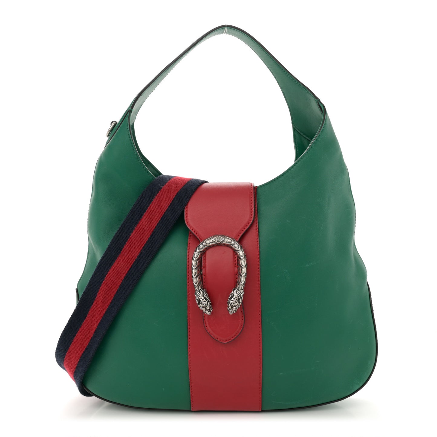 Calfskin Web Stripe Medium Dionysus Hobo Emerald