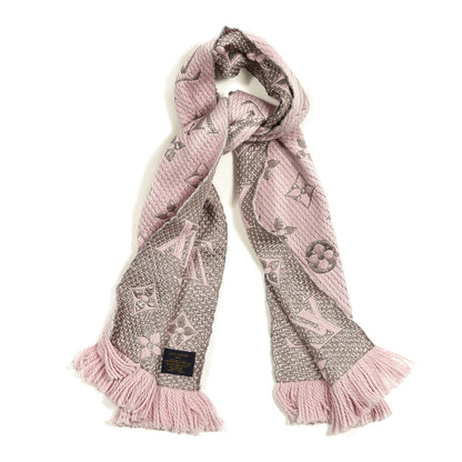 Louis Vuitton Wool Silk Logomania Shine Scarf Pink 1 of 3