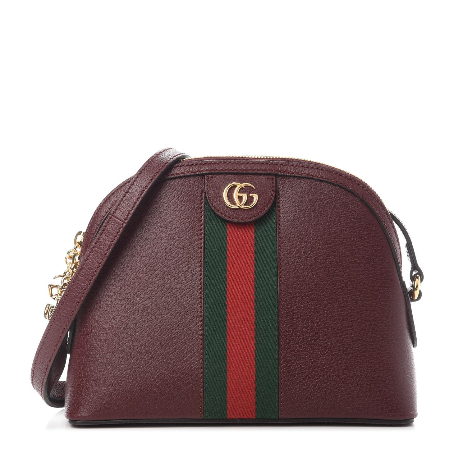 Textured Calfskin Web Small Ophidia Dome Shoulder Bag Vintage Bordeaux