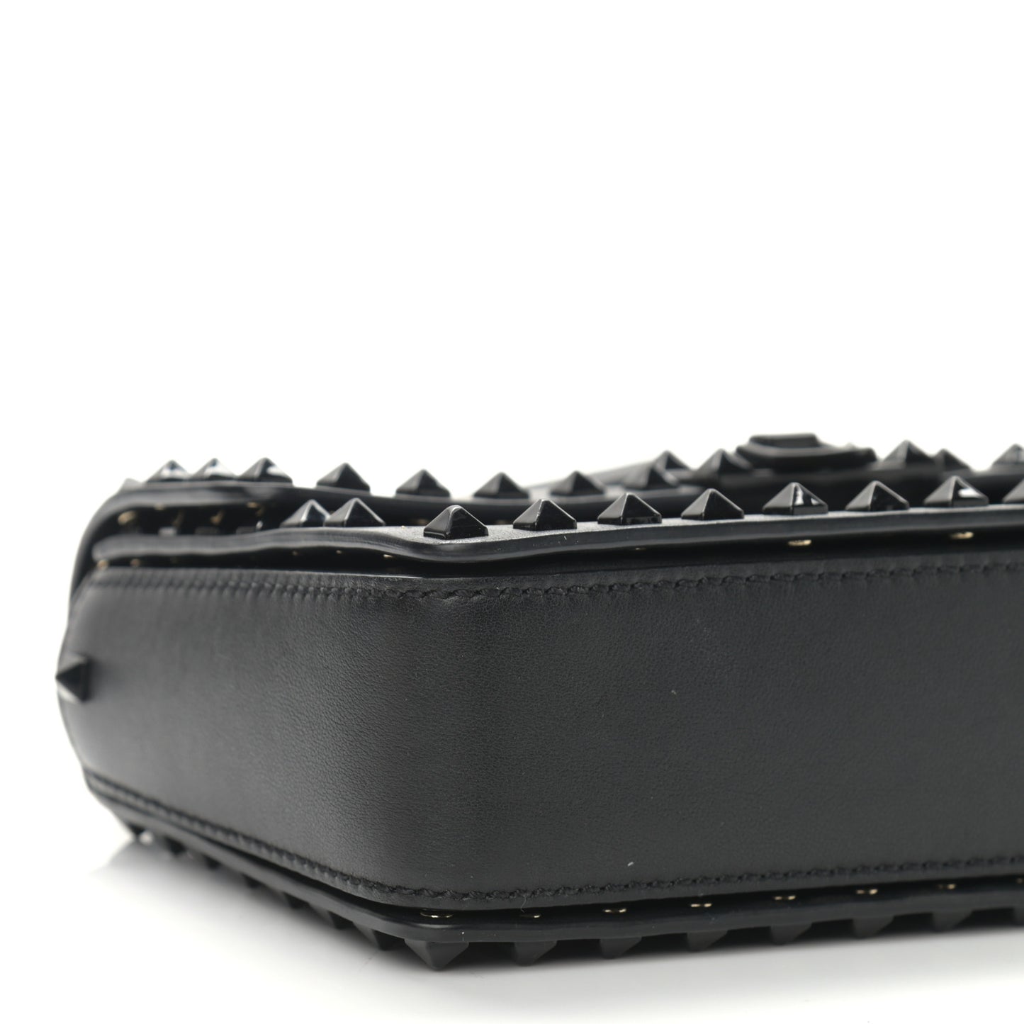 Vitello Monochrome Rockstud Flip Lock Bag Black