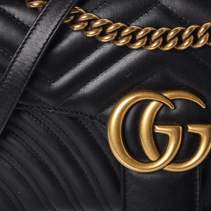 Gucci Calfskin Matelasse Small GG Marmont Shoulder Bag Black 8 of 9