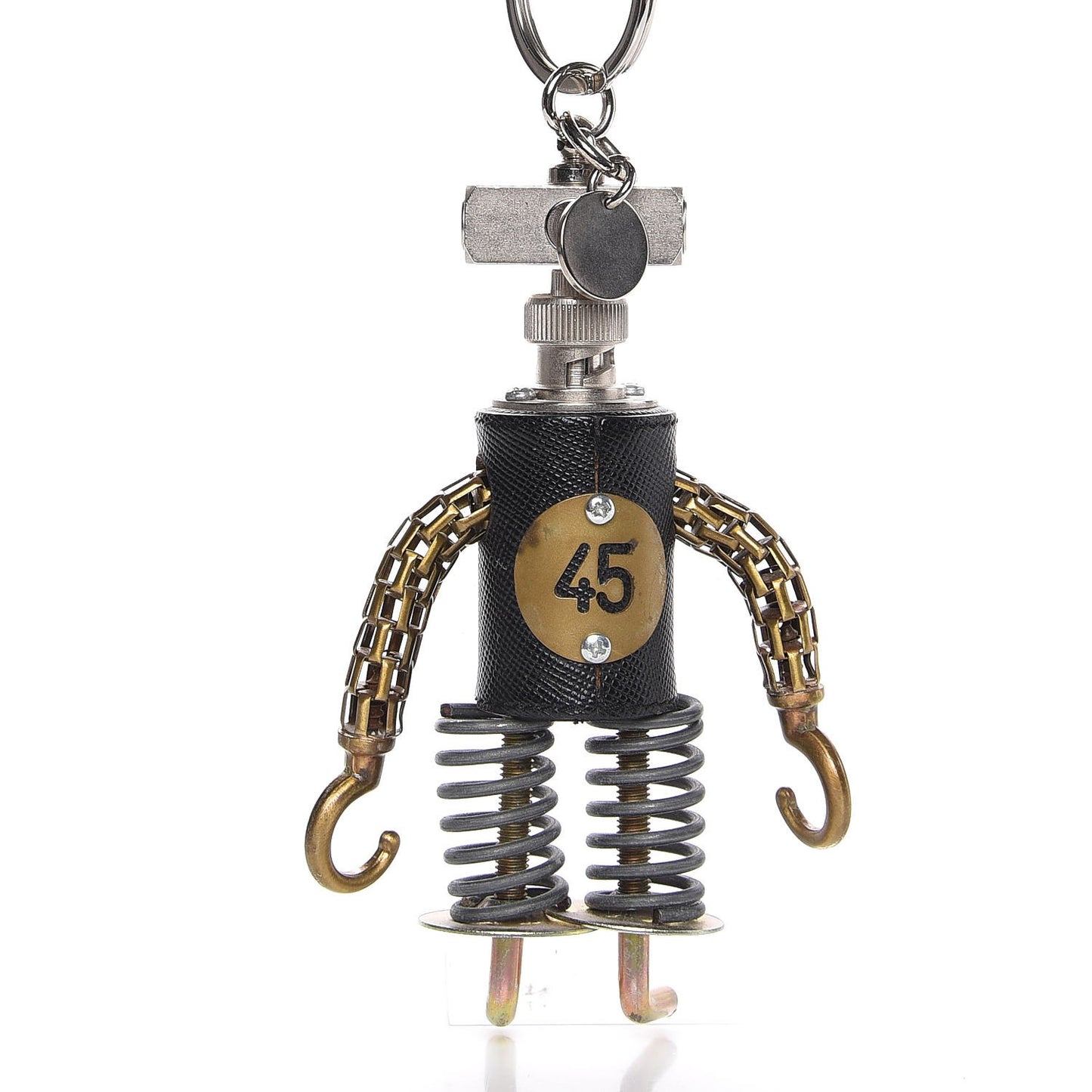 Saffiano Robot Edward Hook Trick Keychain Black