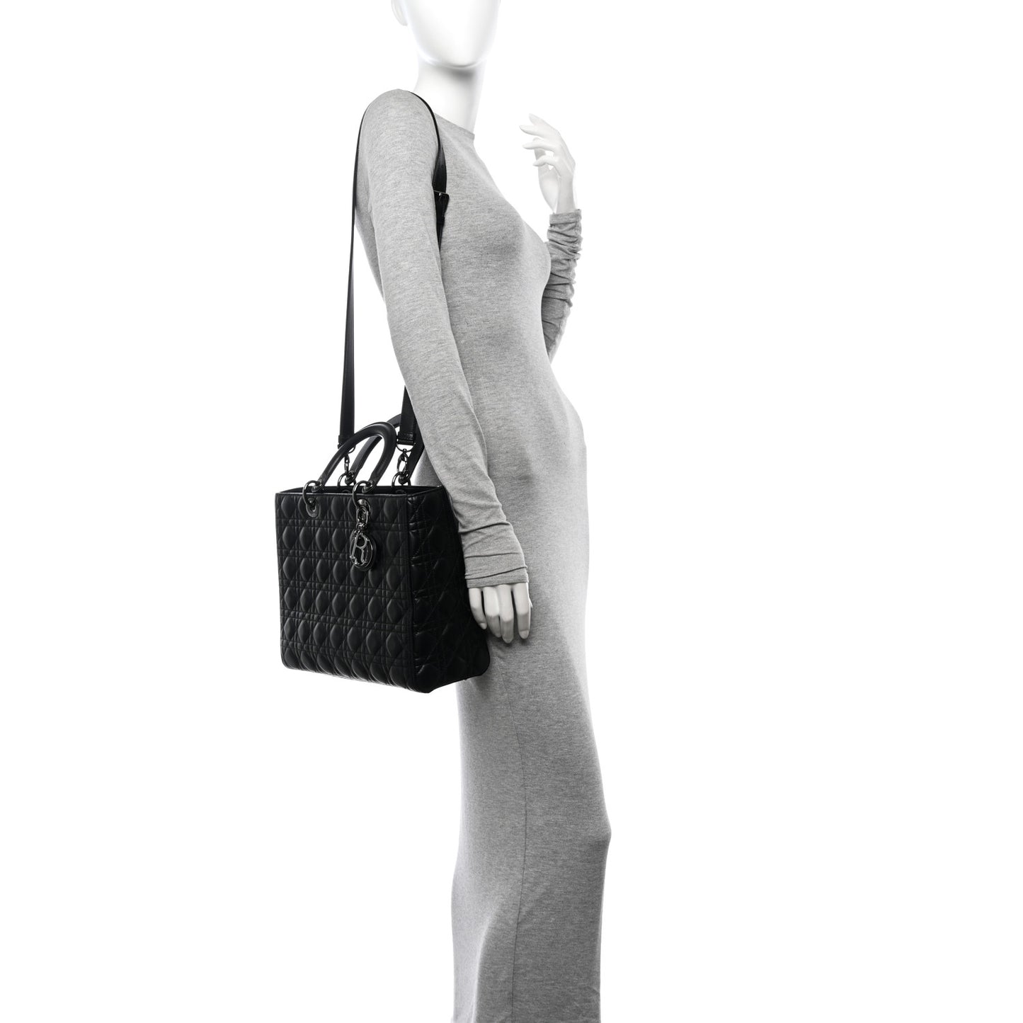 Lambskin Cannage Large Lady Dior Black