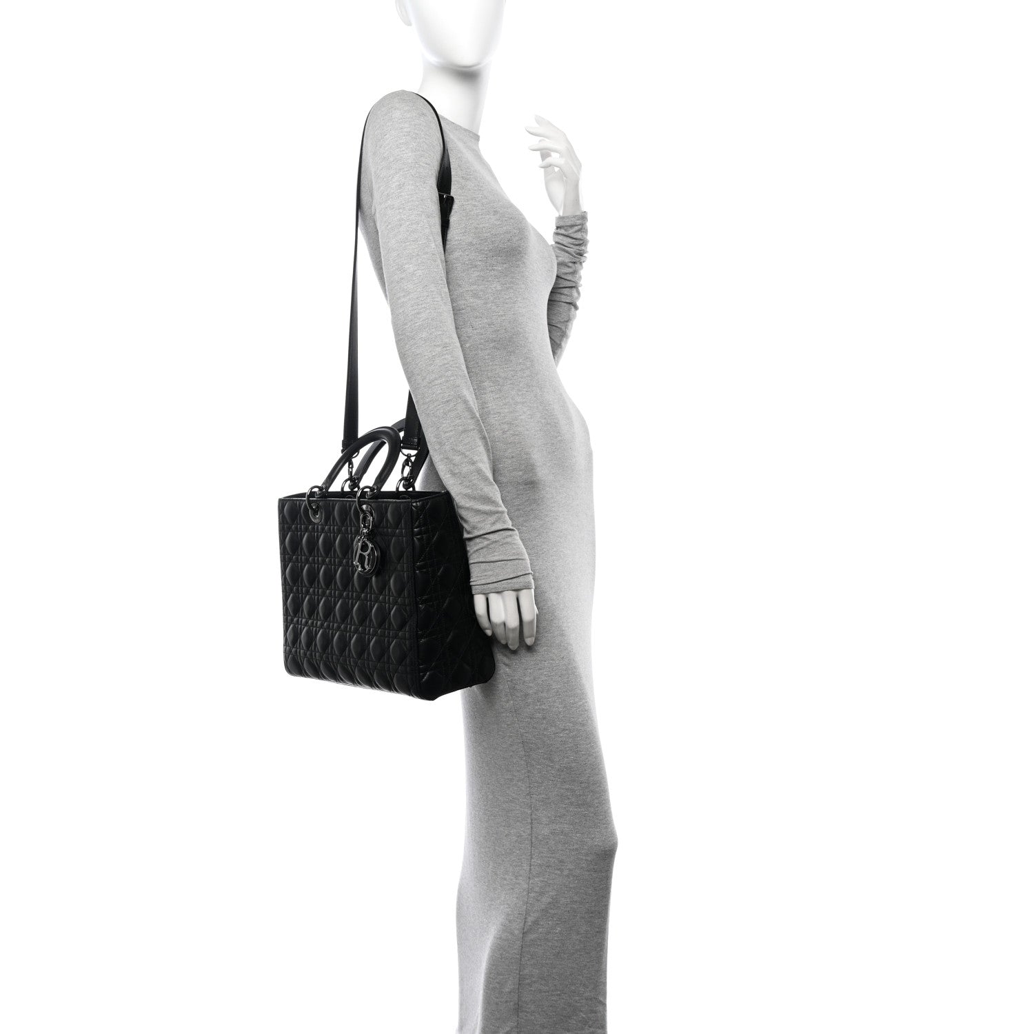 Christian Dior Lambskin Cannage Large Lady Dior Black 2 of 10