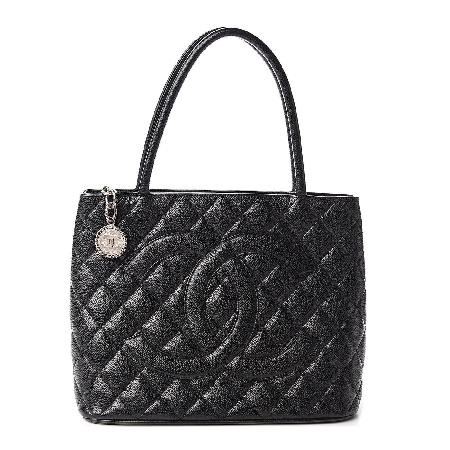 Caviar Quilted Medallion Tote Black