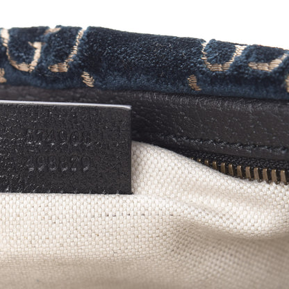 Gucci Velvet GG Monogram Web Belt Bag Blue Beige 7 of 10