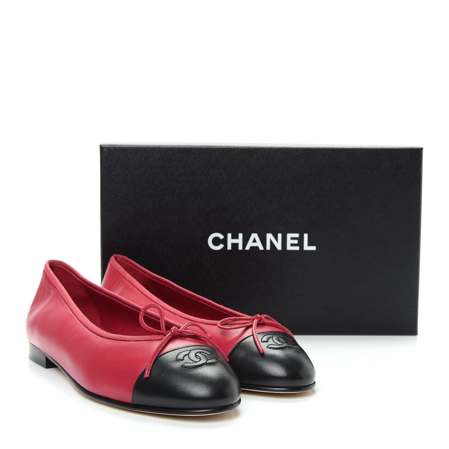 Lambskin Cap Toe CC Ballerina Flats 39.5 Pink Black