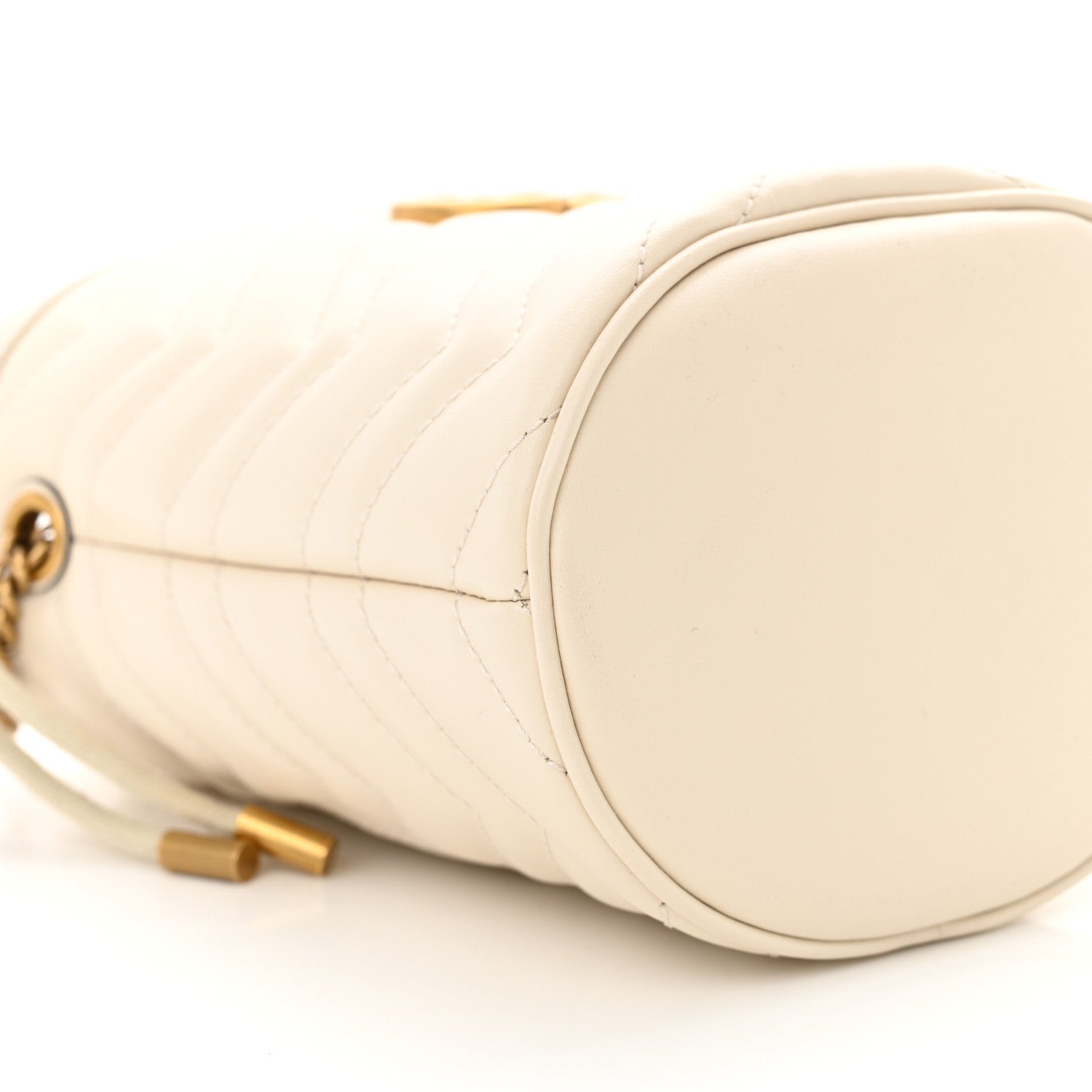 Gucci Calfskin Matelasse Mini GG Marmont 2.0 Bucket Bag White 9 of 10