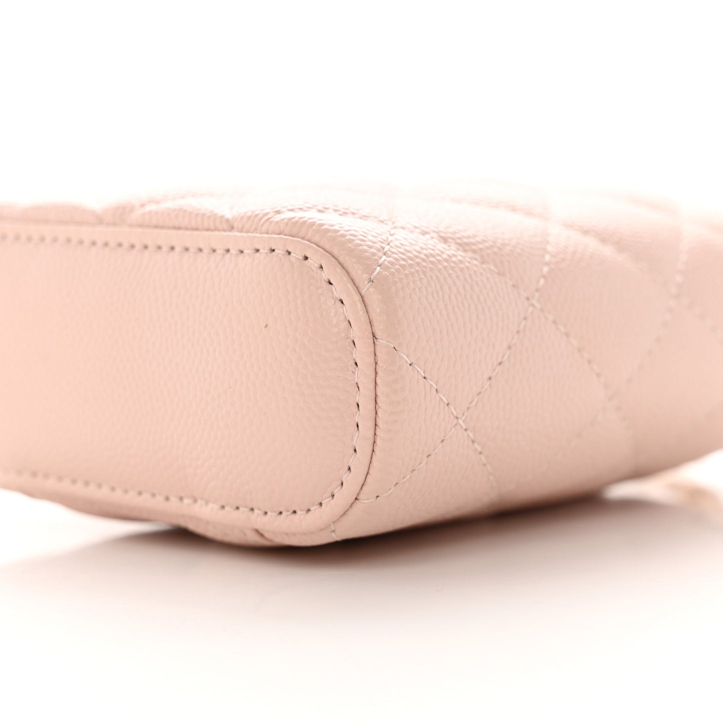 Caviar Quilted Small Vertical Coco Beauty Vanity Case With Chain Light Pink