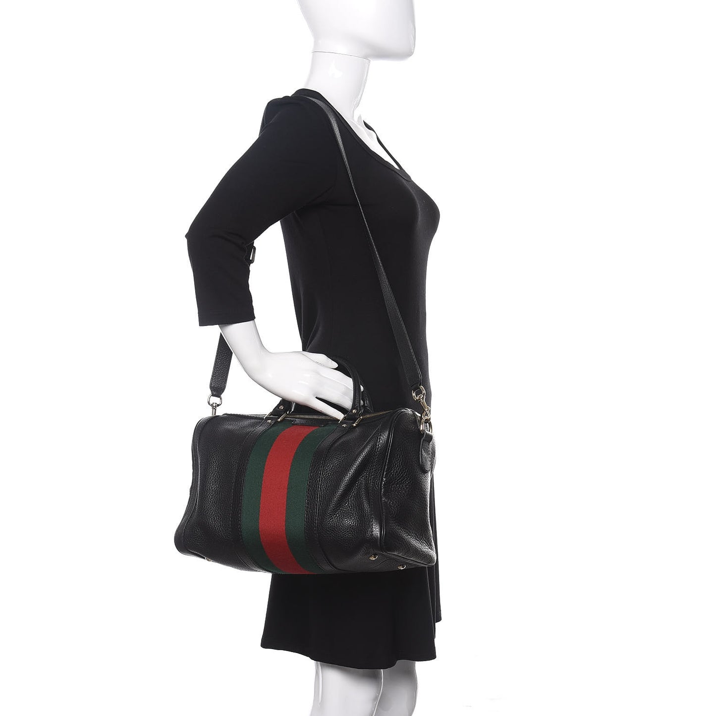 Calfskin Vintage Web Medium Boston Black