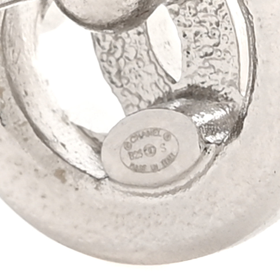 Crystal CC Round Earrings Silver