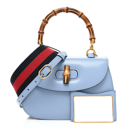 Gucci Boarded Dyana Lux Calfskin Web Small Bamboo 1947 Top Handle Bag Blue 1 of 9