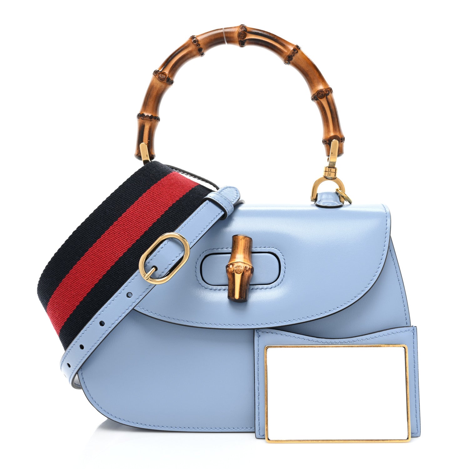 Gucci Boarded Dyana Lux Calfskin Web Small Bamboo 1947 Top Handle Bag Blue 1 of 10