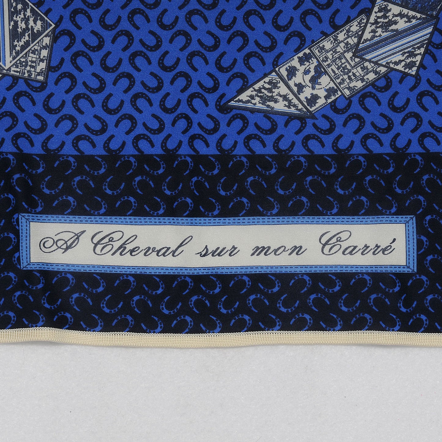 Silk Jersey A Cheval Sur Mon Carre Scarf 90 Bleu