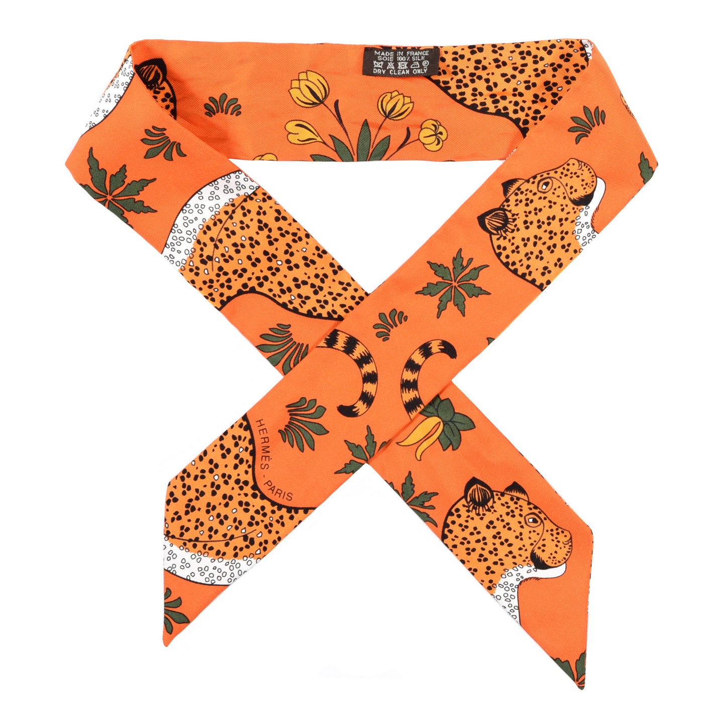 Silk Les Leopards Twilly Orange Abricot Vert