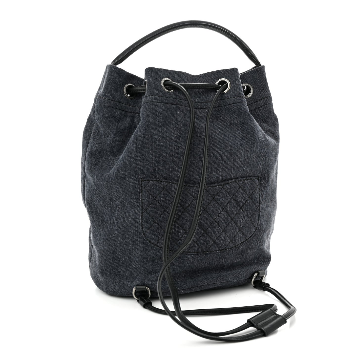 Denim Drawstring Backpack Blue