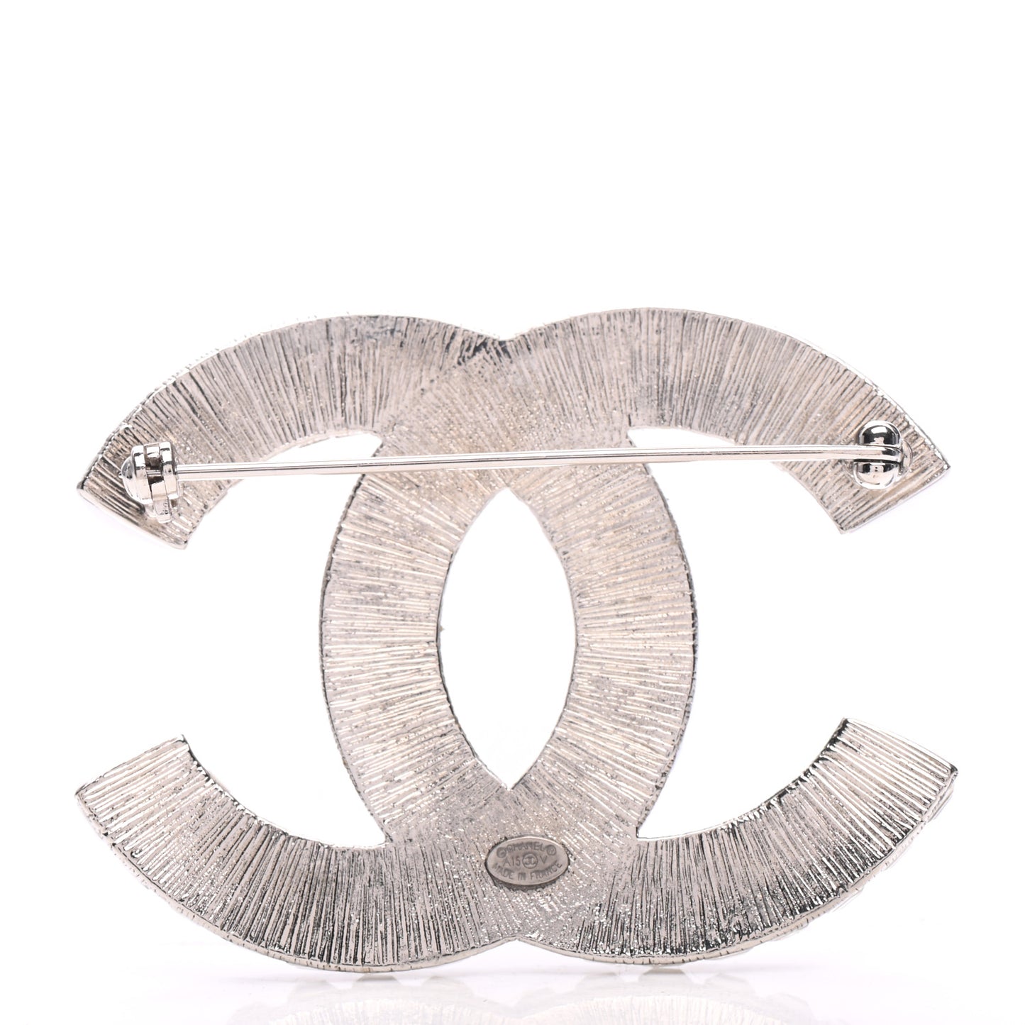 Baguette Crystal CC Brooch Silver