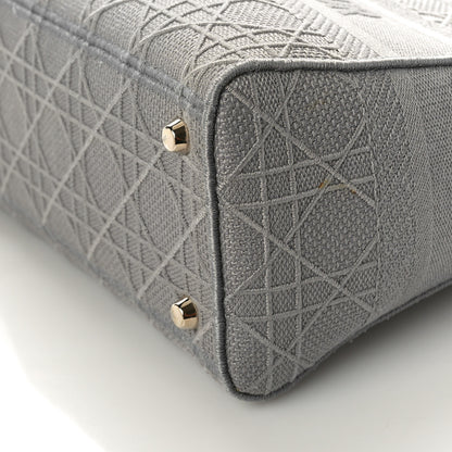 Christian Dior Canvas Embroidered Cannage Medium Lady D-Lite Gray 10 of 13