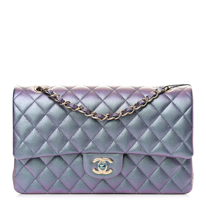Chanel Iridescent Caviar Quilted Medium Double Flap Dark Blue 1 of 13