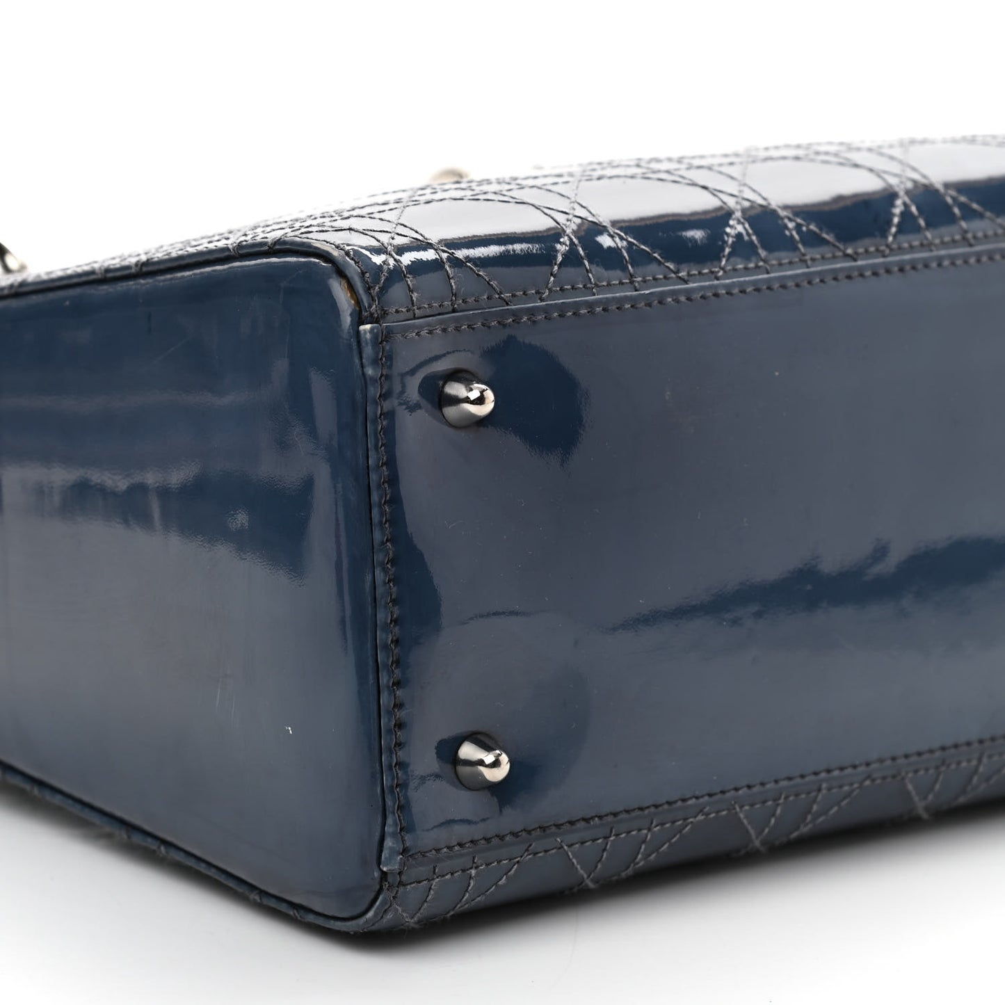 Patent Cannage Medium Lady Dior Blue