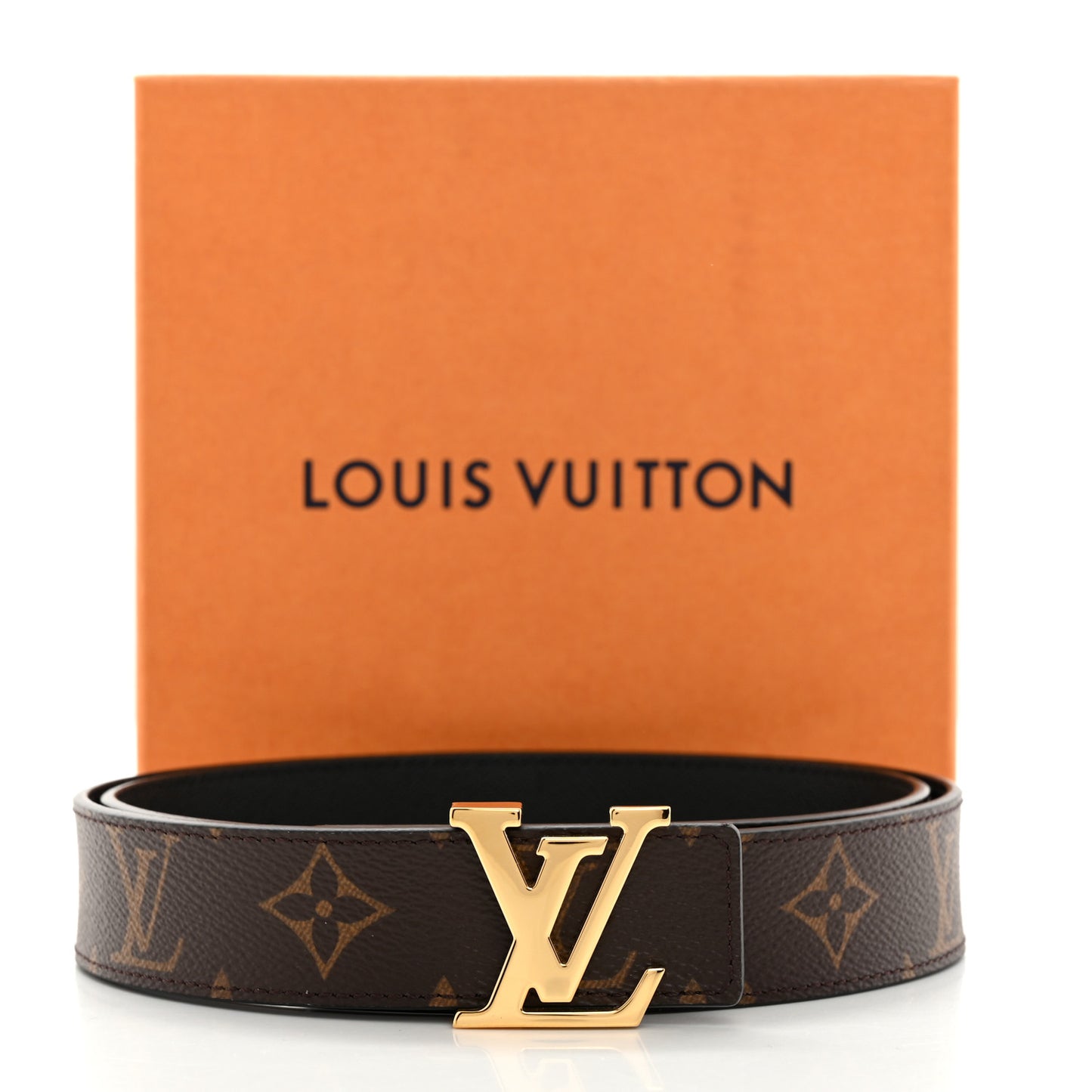 Calfskin Monogram 30mm LV Initiales Reversible Belt 85 34 Black