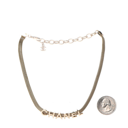 Chanel Mesh Logo Choker Necklace Gold 3 of 4