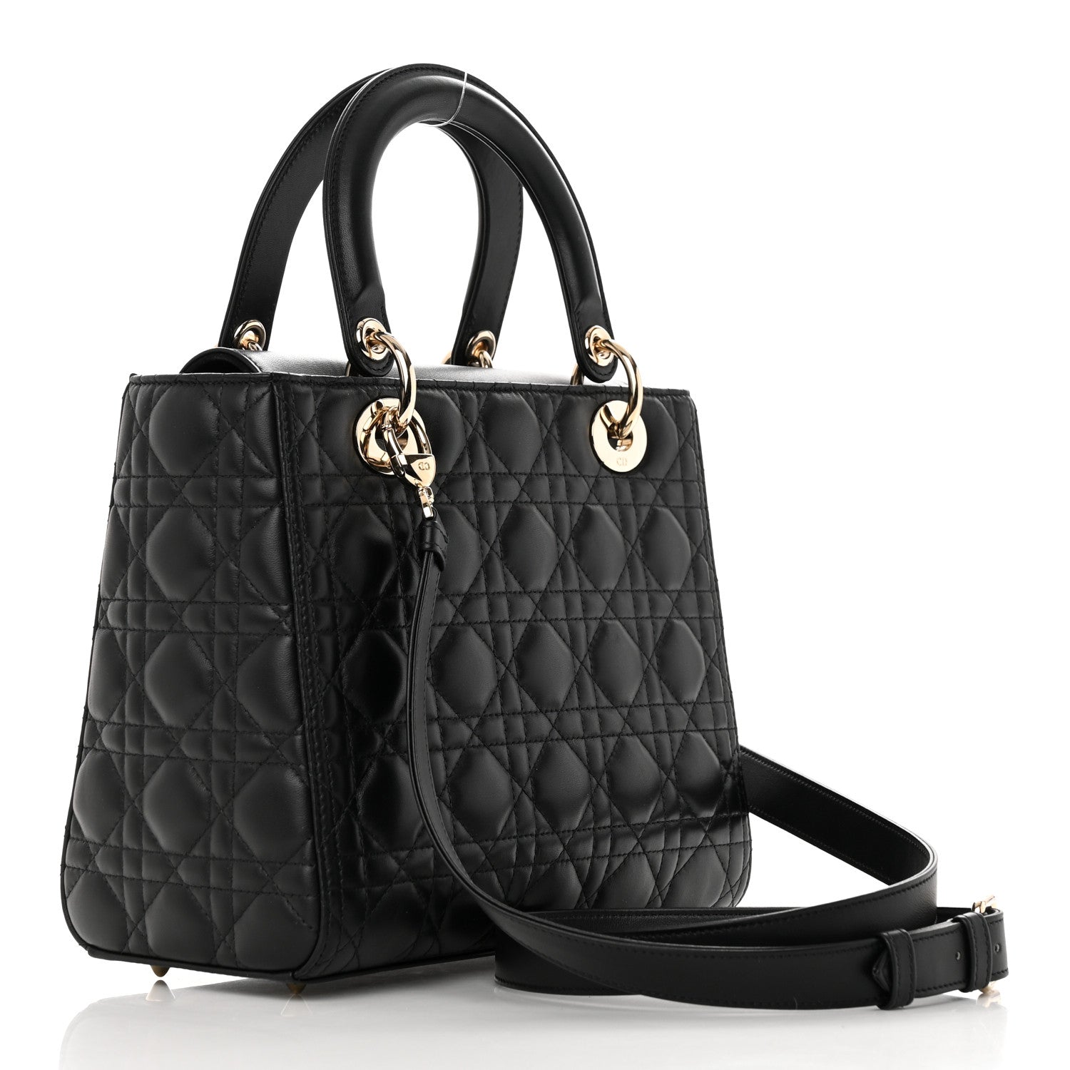 Christian Dior Lambskin Cannage Medium Lady Dior Black 3 of 15