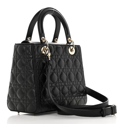 Christian Dior Lambskin Cannage Medium Lady Dior Black 3 of 15