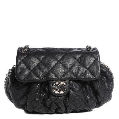 Chanel Crumpled Lambskin Chain Around Medium Messenger Black 1 of 7