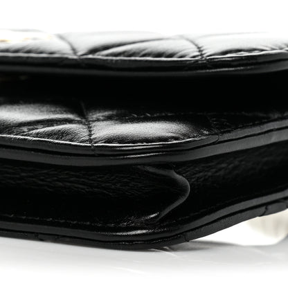 Chanel Calfskin Quilted Maxi Pearls Clutch With Chain Black 9 of 9