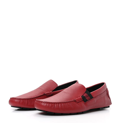 Gucci Calfskin Web Mens Driver Loafers 8 Red 3 of 8