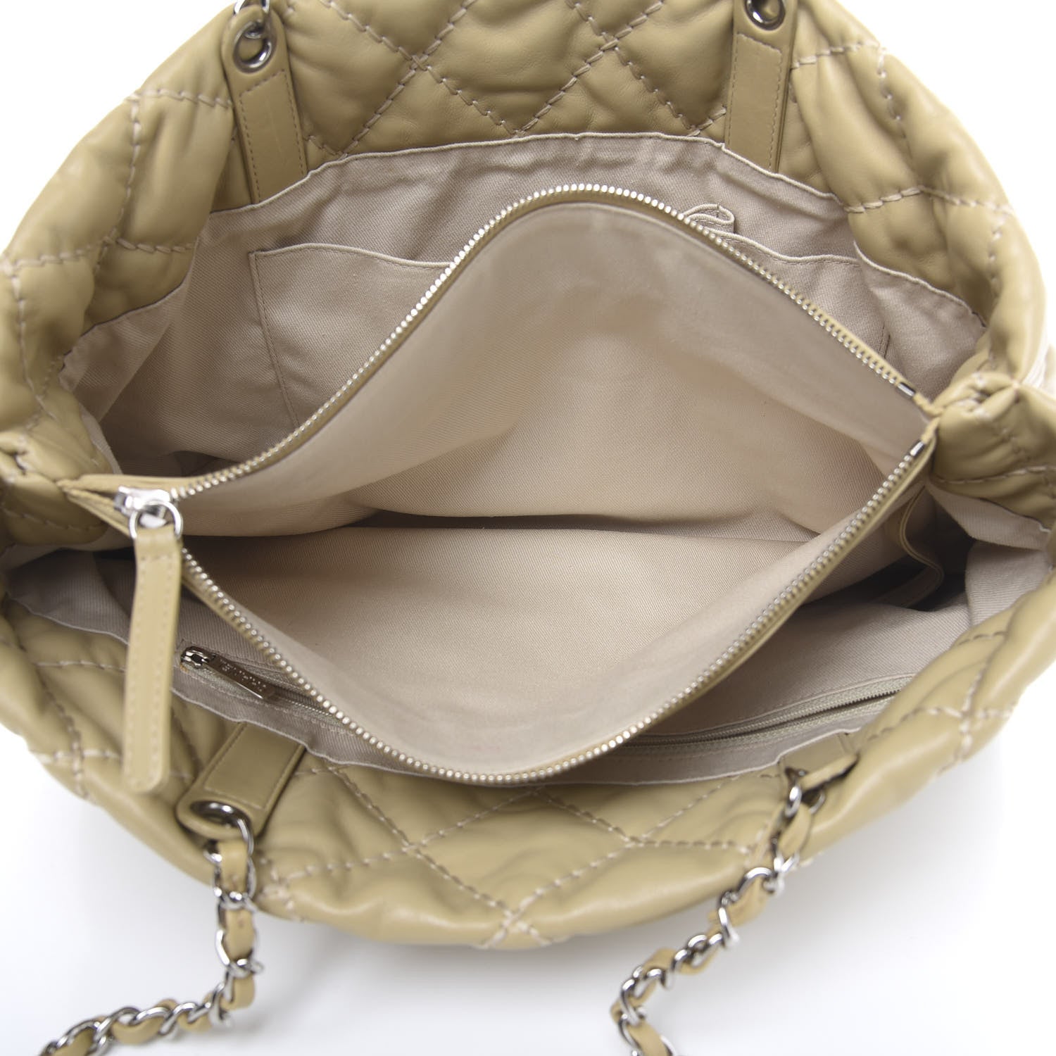 Chanel Calfskin Contrast Stitch Tote Beige 5 of 12