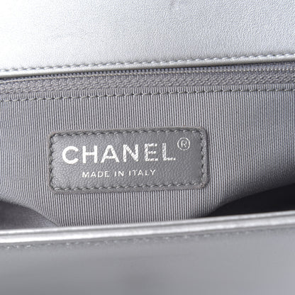 Chanel Metallic Calfskin Quilted New Medium Plexiglass Boy Flap Silver 6 of 10