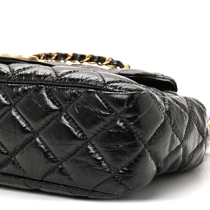 Chanel Shiny Crumpled Calfskin Quilted Wavy CC Hobo Black 9 of 9