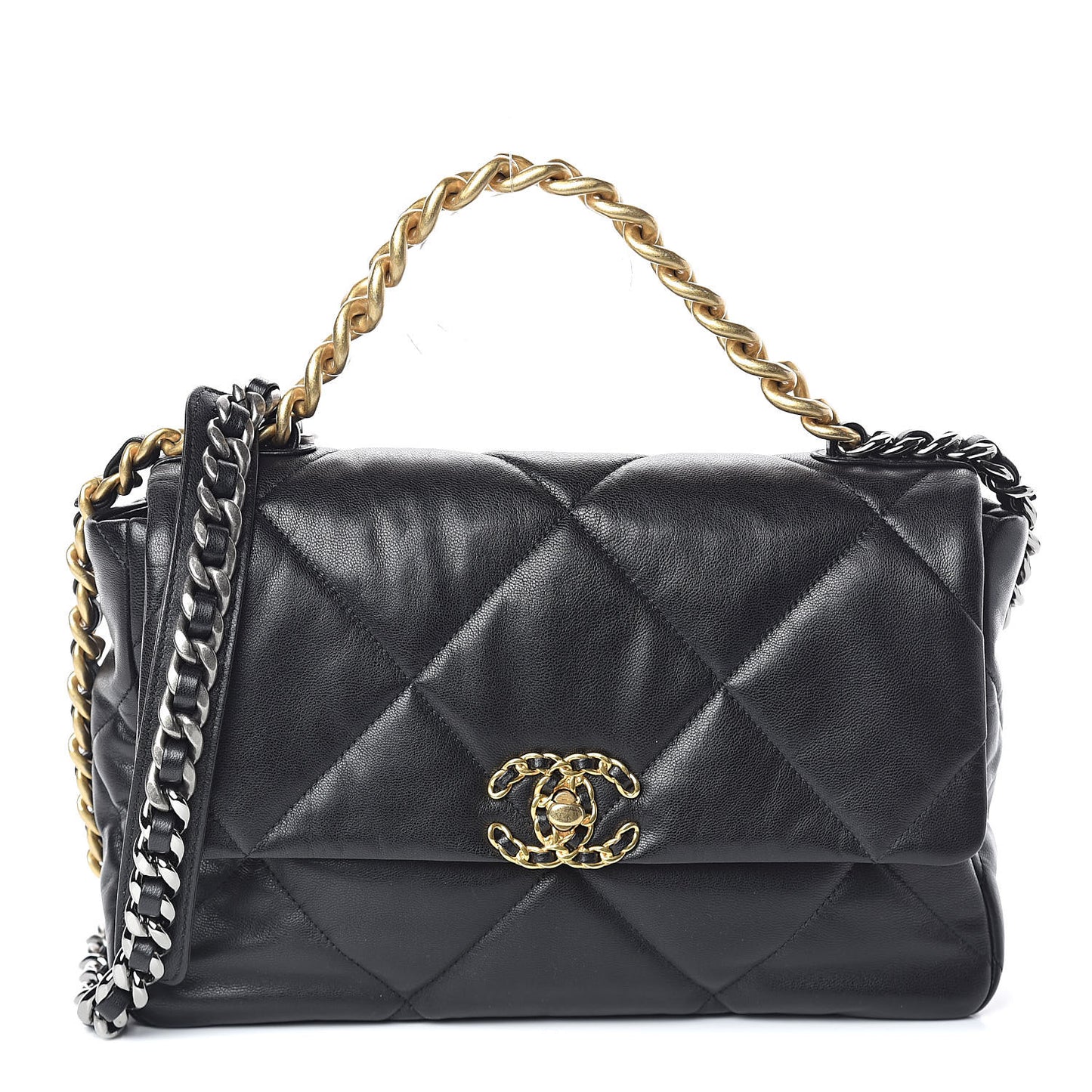 Lambskin Quilted Large 19 Flap Black