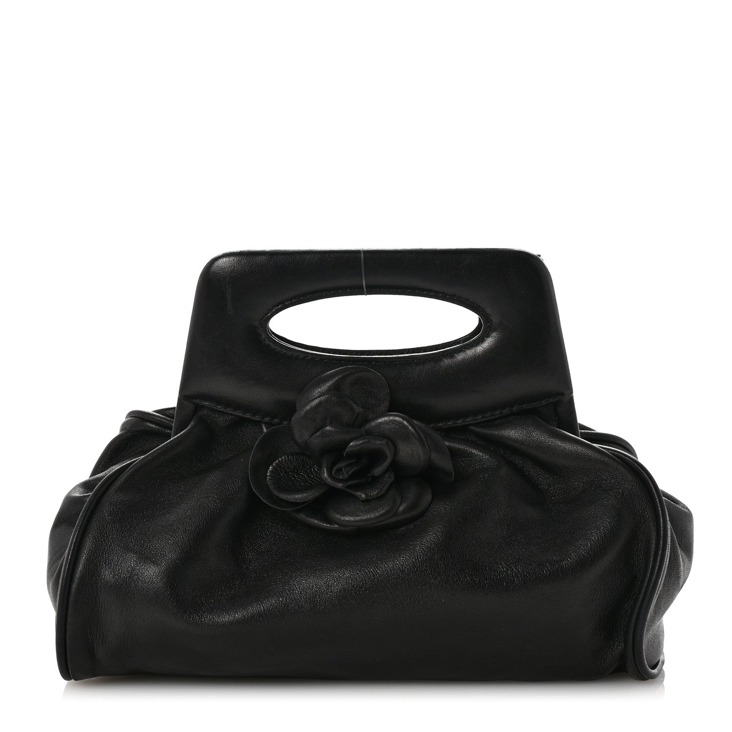 Chanel Lambskin Camellia Frame Bag Black 1 of 9