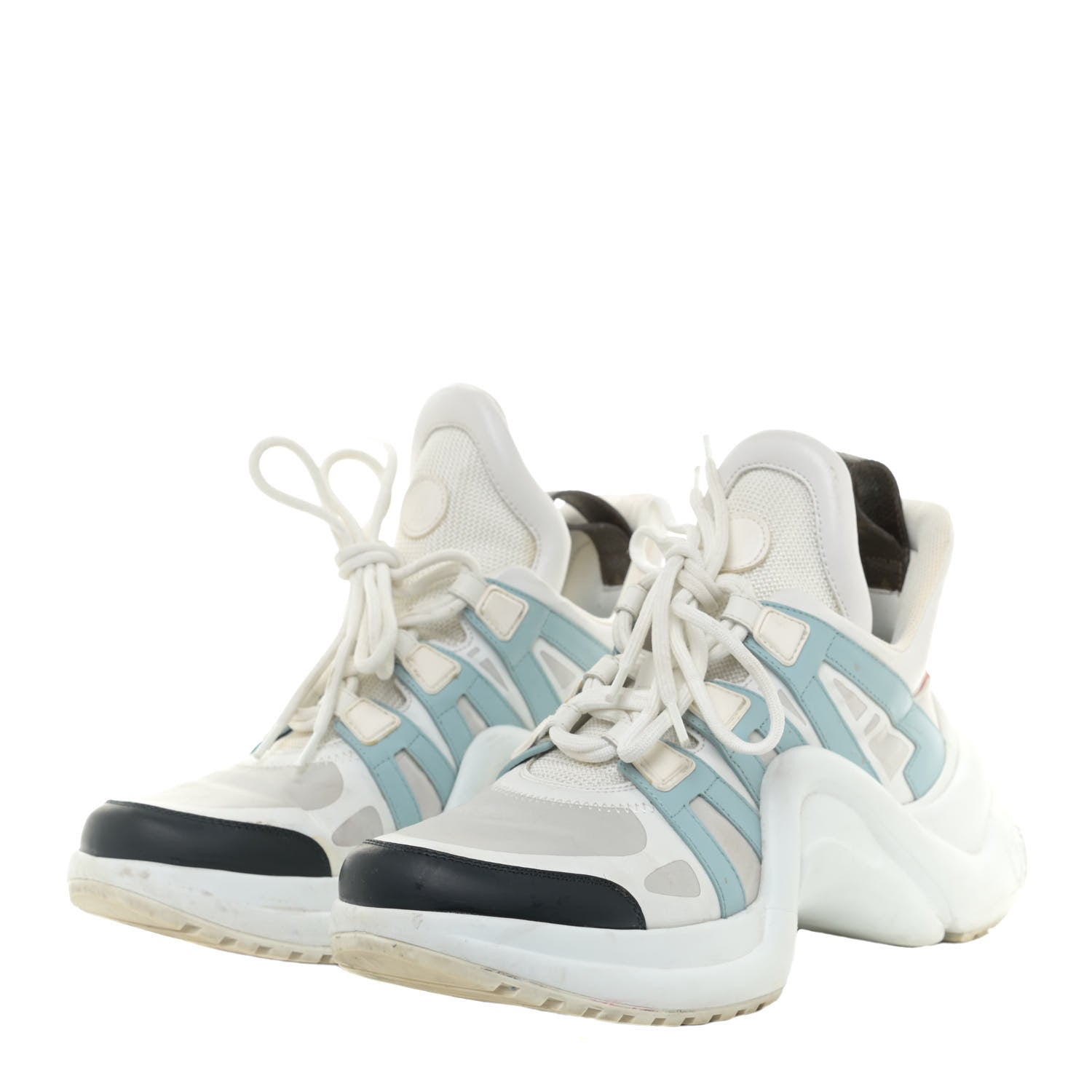 Louis Vuitton Calfskin Technical Nylon LV Archlight Sneakers 38.5 White Blue Gris 3 of 20