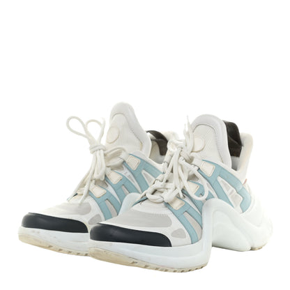 Louis Vuitton Calfskin Technical Nylon LV Archlight Sneakers 38.5 White Blue Gris 3 of 20