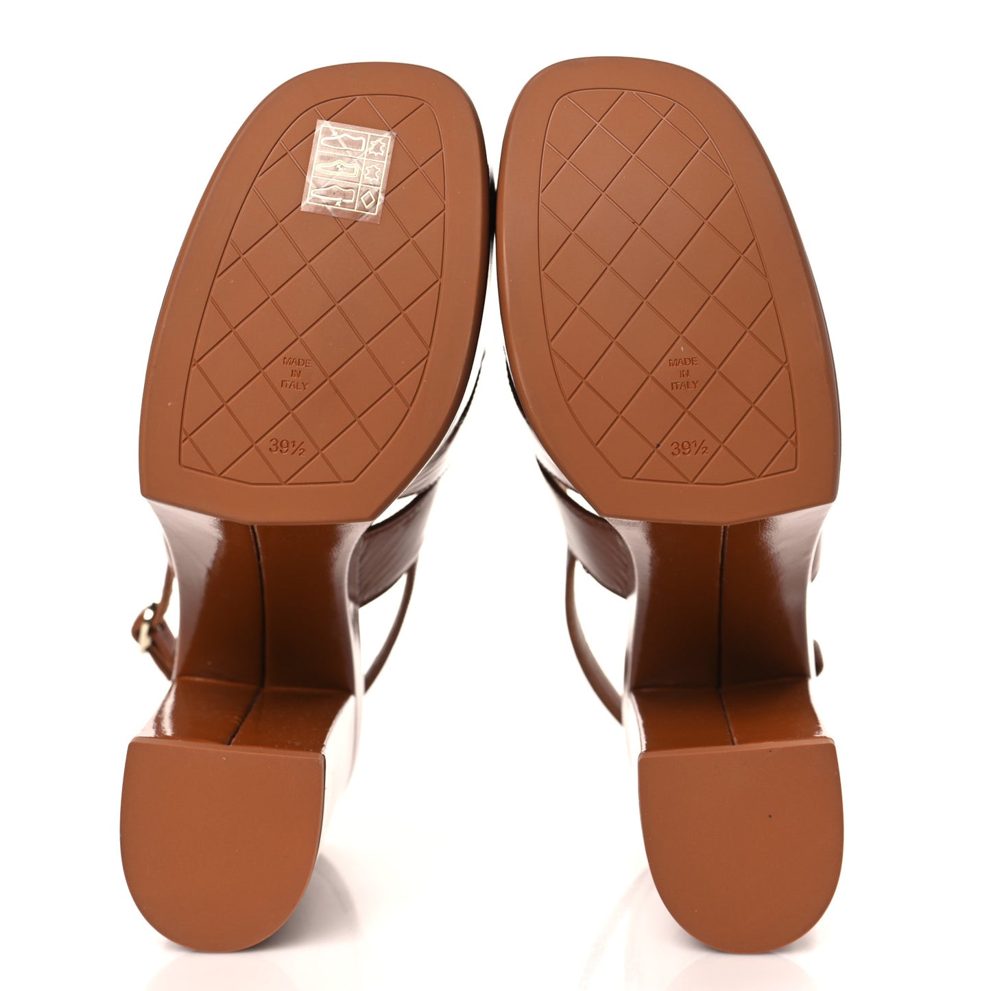 Crumpled Patent Lambskin Platform Sandals 39.5 Light Brown