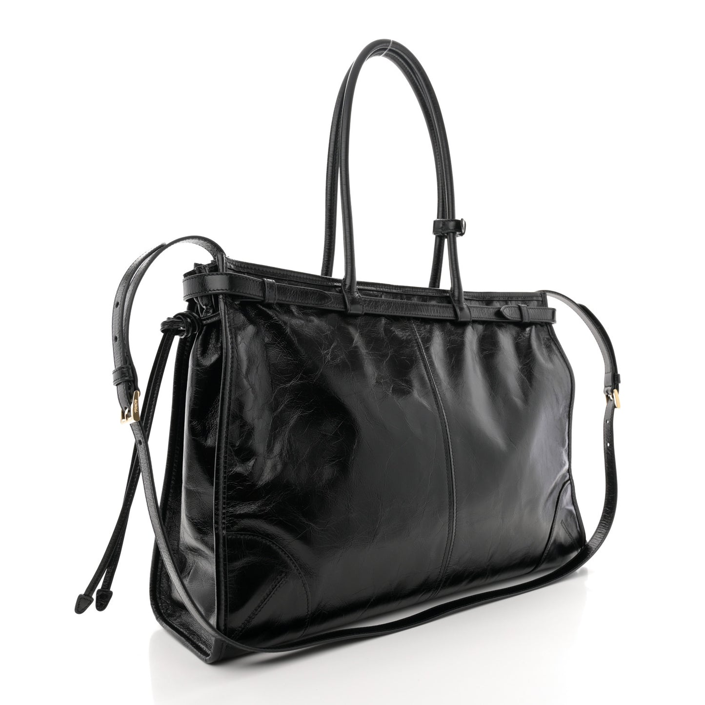 Shiny Nappa Large Bonnie Shoulder Bag Black