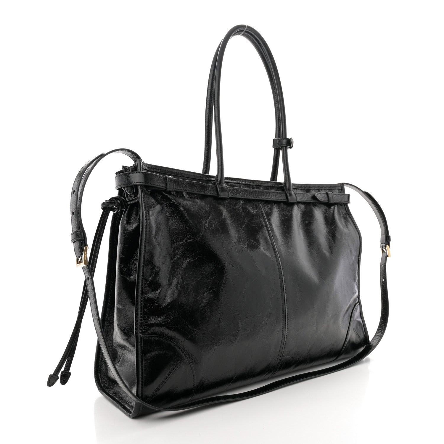 Prada Shiny Nappa Large Bonnie Shoulder Bag Black 3 of 11