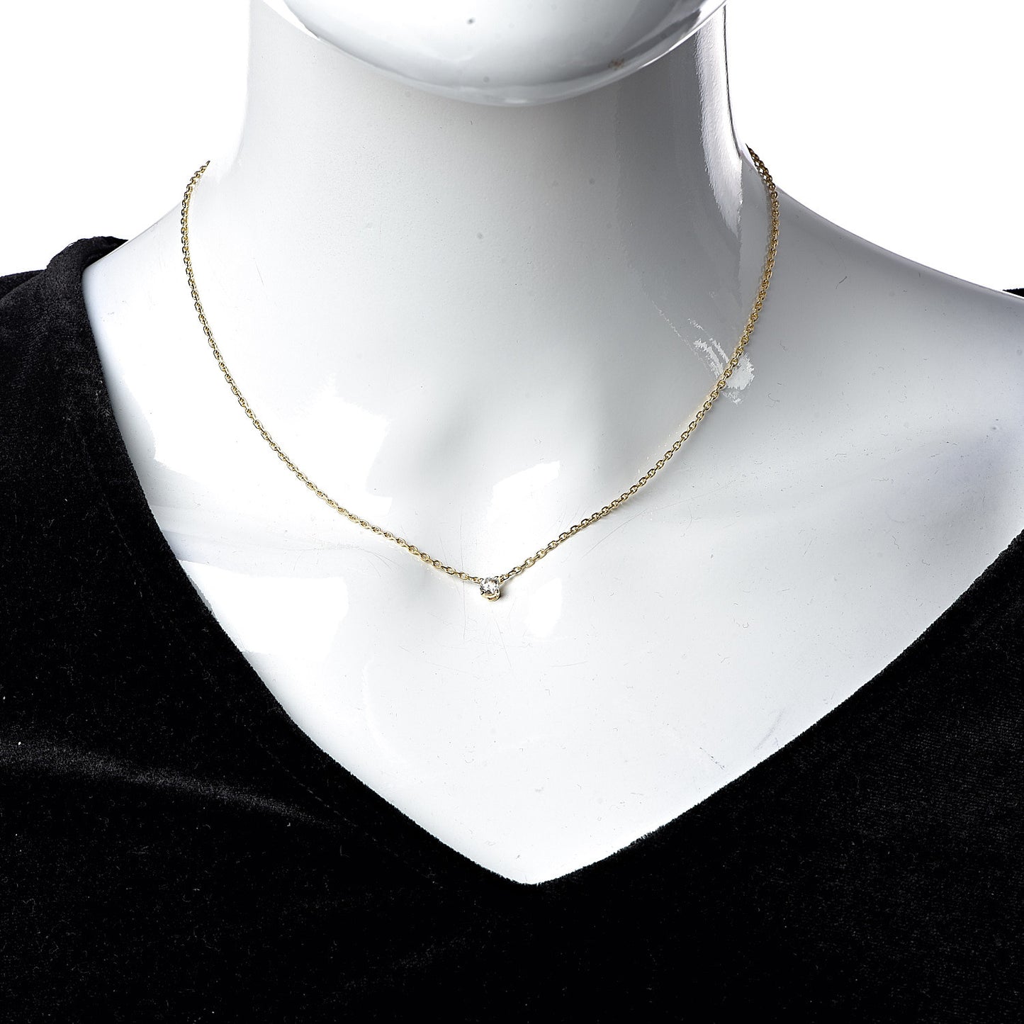 18K Yellow Gold Diamond .25ct Solitaire 1895 Pendant Necklace